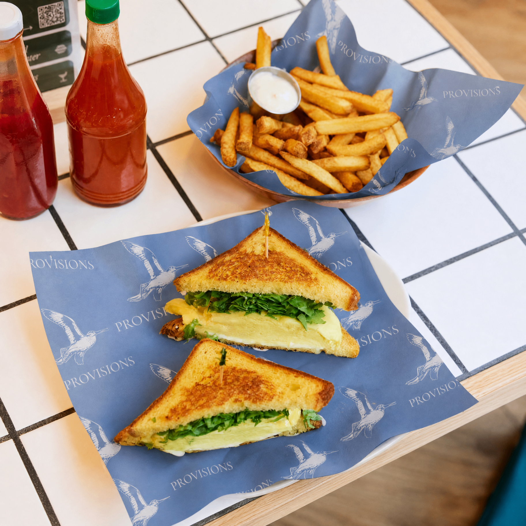 Provisions branded deli paper used for sandwiches and fries
