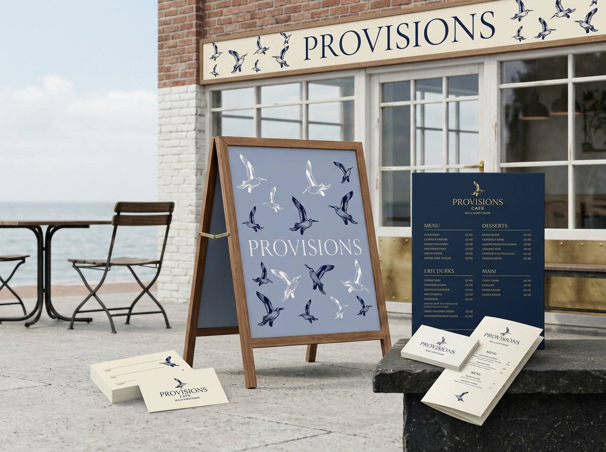 Provisions Cafe shopfront and street signage